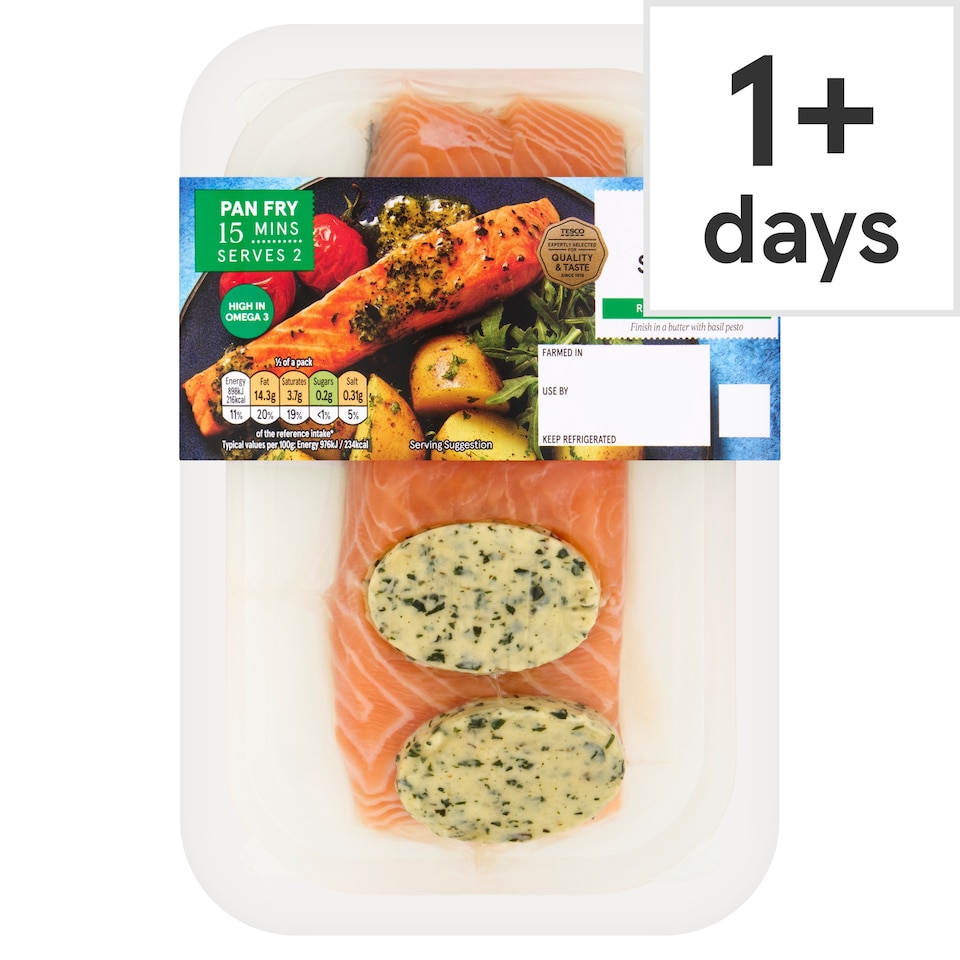 Tesco Pesto Salmon Fillets 230G