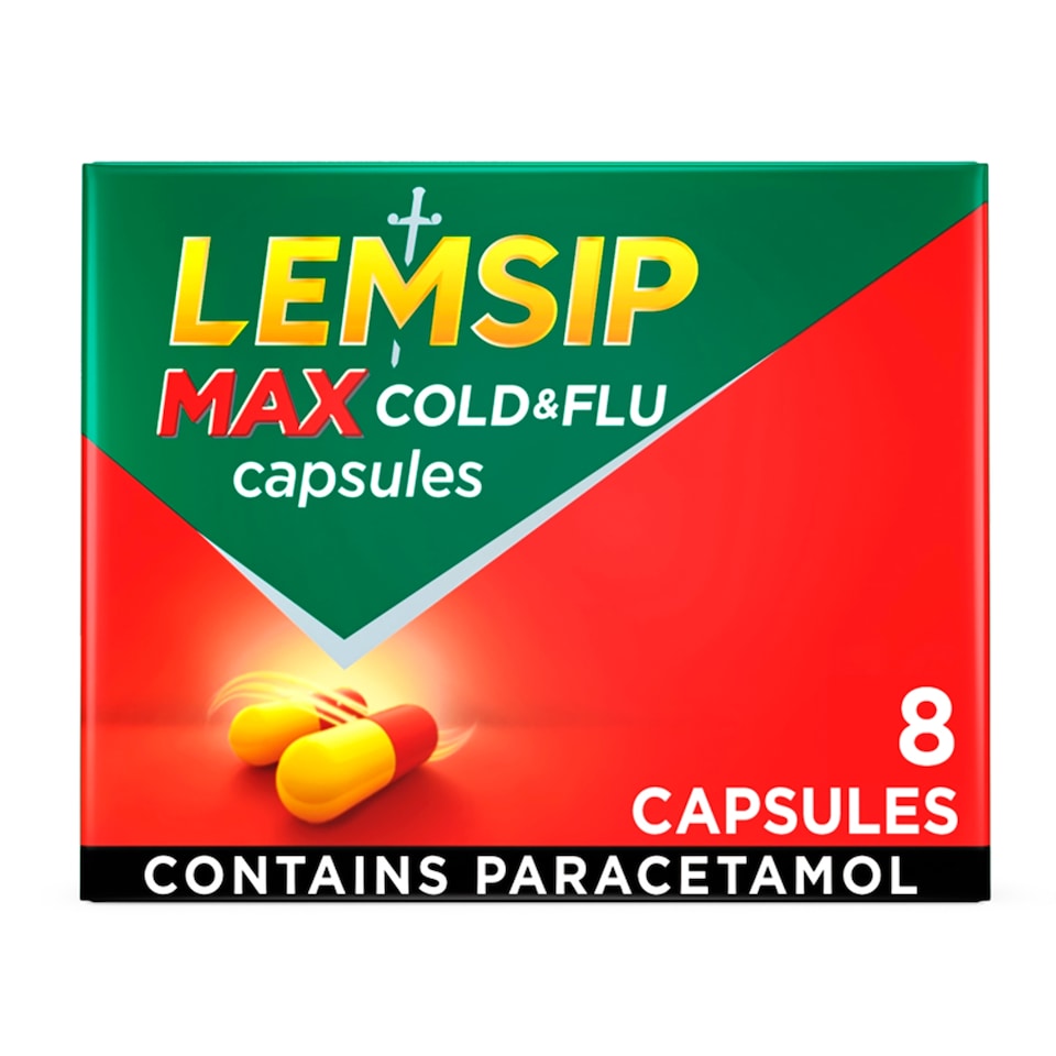 image 1 of Lemsip Max Cold & Flu Lemon Capsules Paracetamol 8s