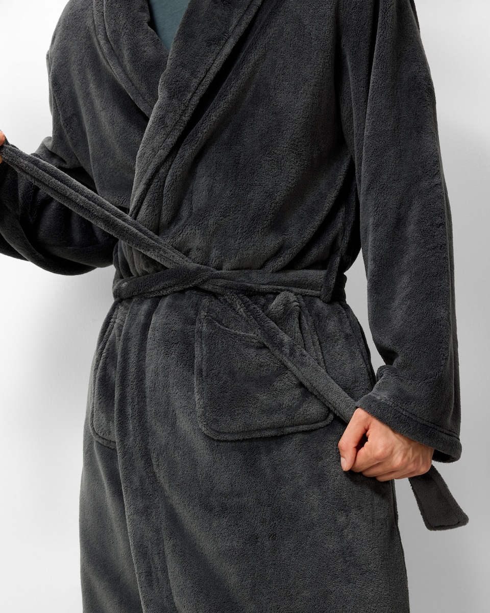 image 1 of F&F Fleece Dressing Gown in Grey