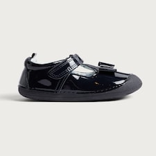 F&F Baby Patent T-Bar Pram Shoes in Black