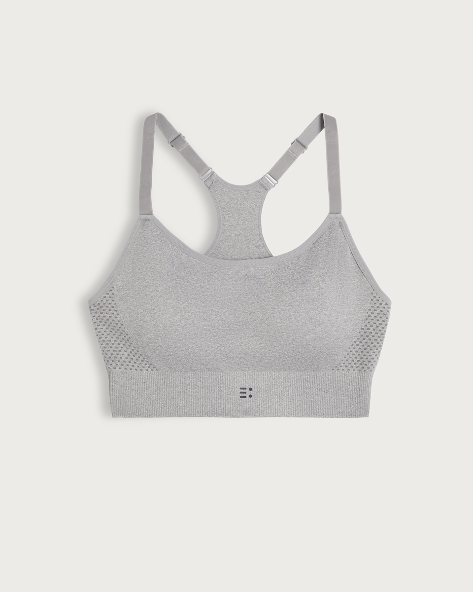 image 1 of F&F Active Seamfree Racerback Crop Top in Grey