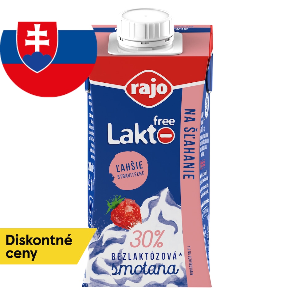 Rajo Lakto Free Smotana na šľahanie 30% 200 ml