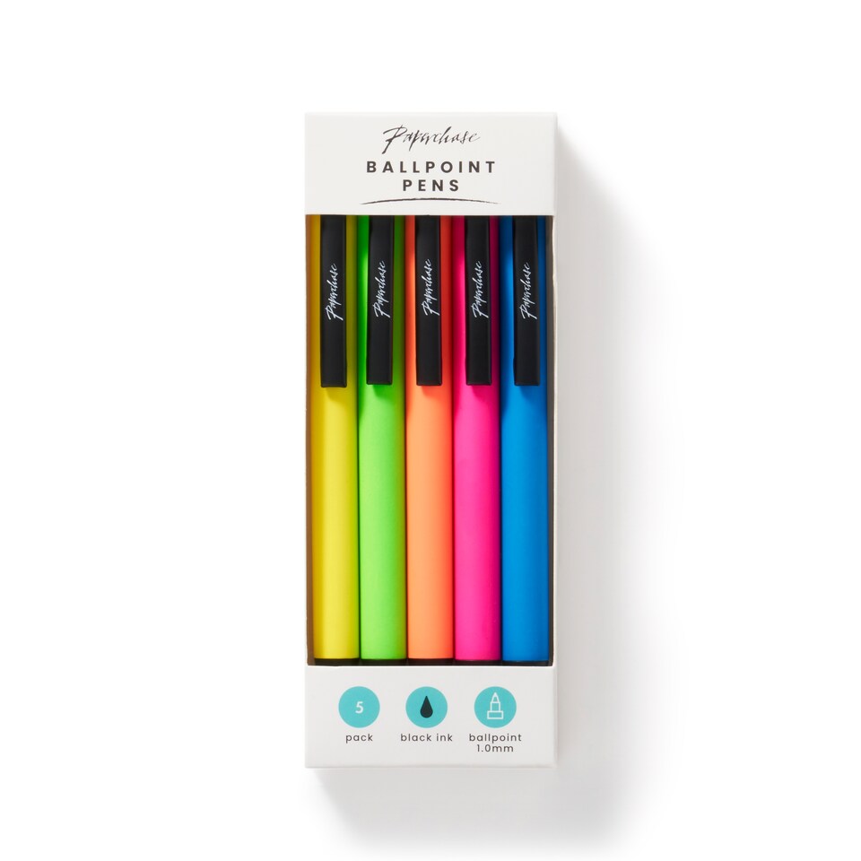 Paperchase Neon 5PK Ballpoint Pens