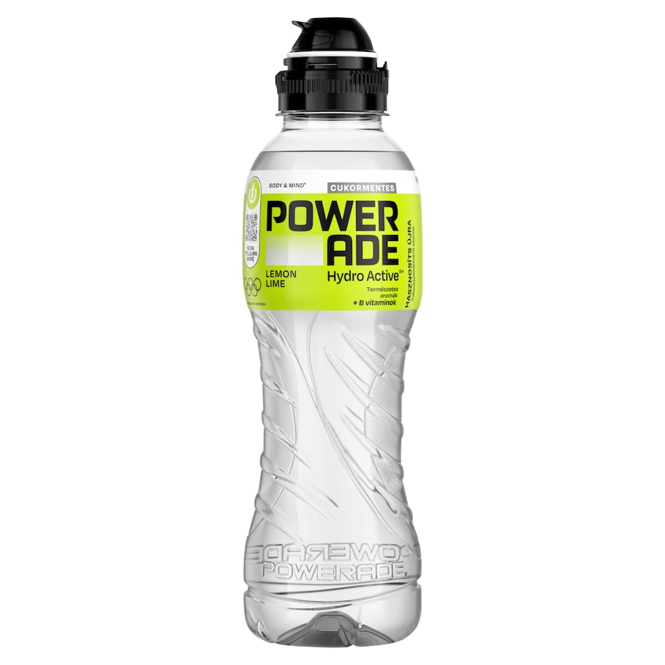 Powerade Hydro Active szénsavmentes, citrom- és limeízű, cukormentes ital 500 ml
