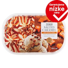 Tesco Mrazený krém s rastlinným tukom s príchuťou slaného karamelu 900 ml
