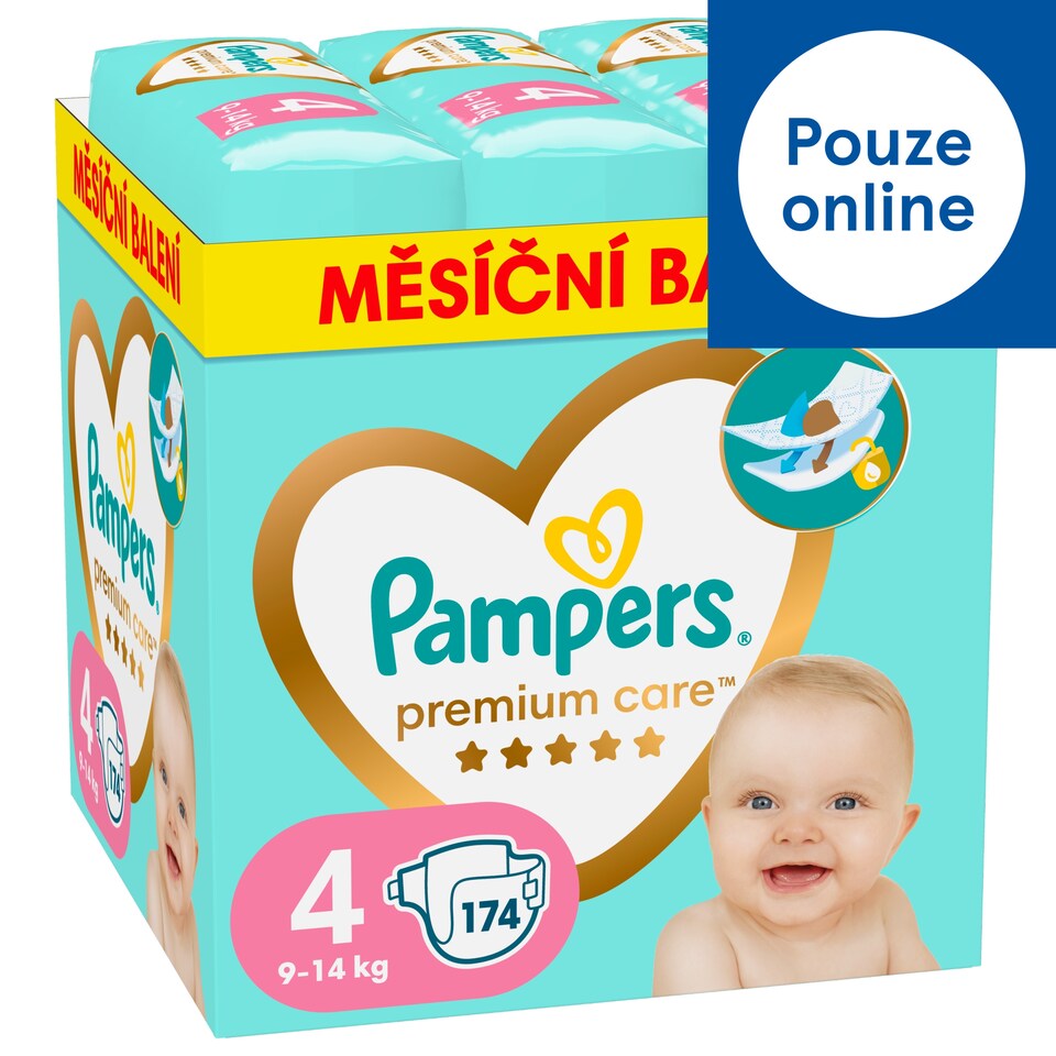 Obrázek 1 pro produkt Pampers Premium Care Velikost 4, Plenky 174, 9kg-14kg