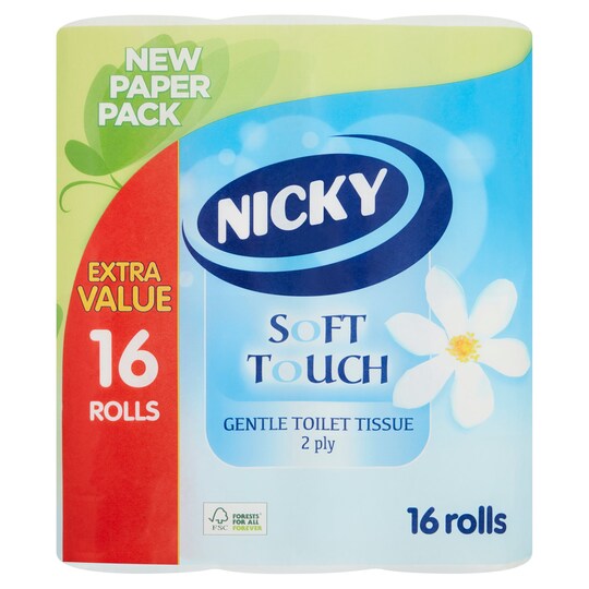 Nicky Soft Touch Toilet Tissue 2 Ply 16 Rolls Tesco Groceries