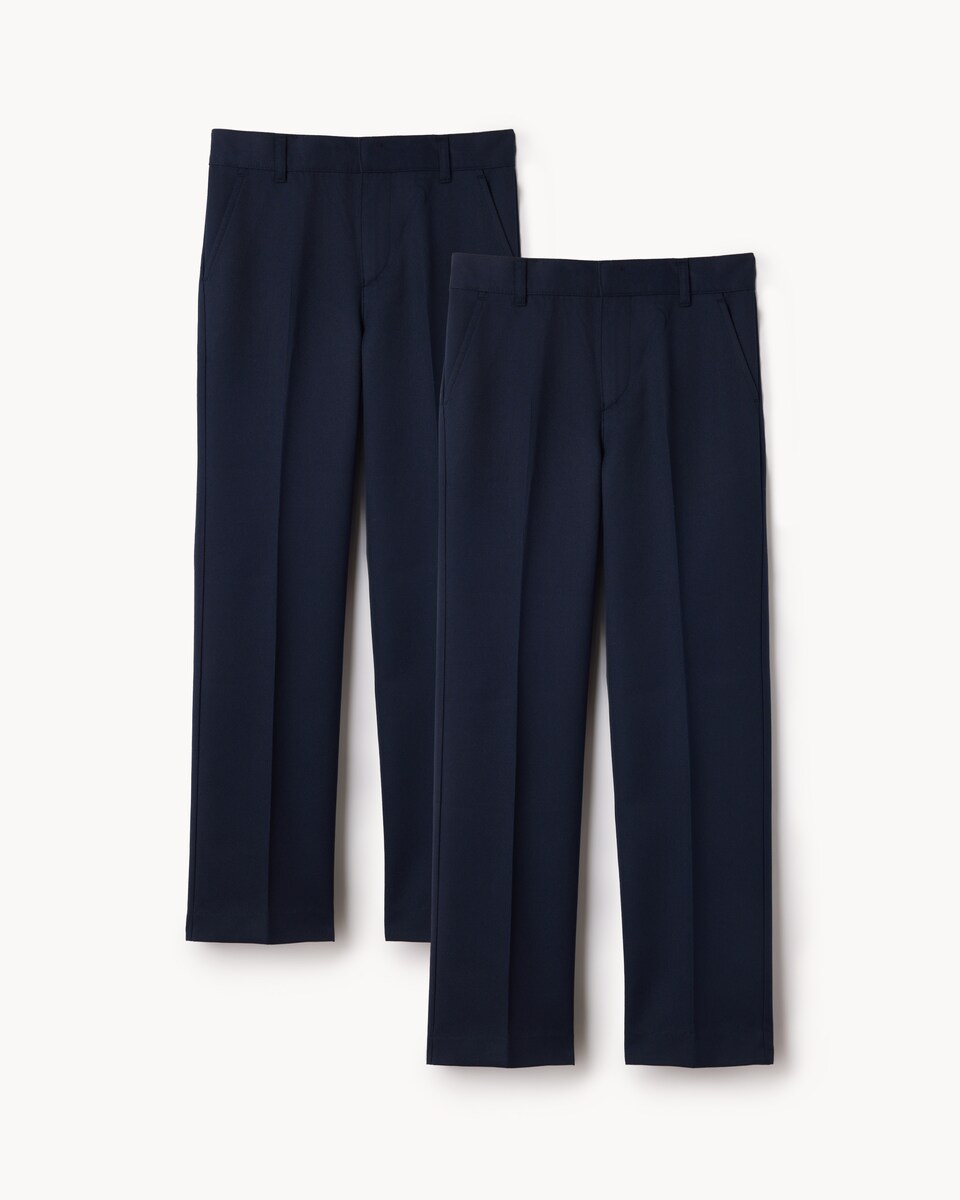 image 1 of F&F School Boys 2-Pack Regular Fit Longer Length Trousers in Navy