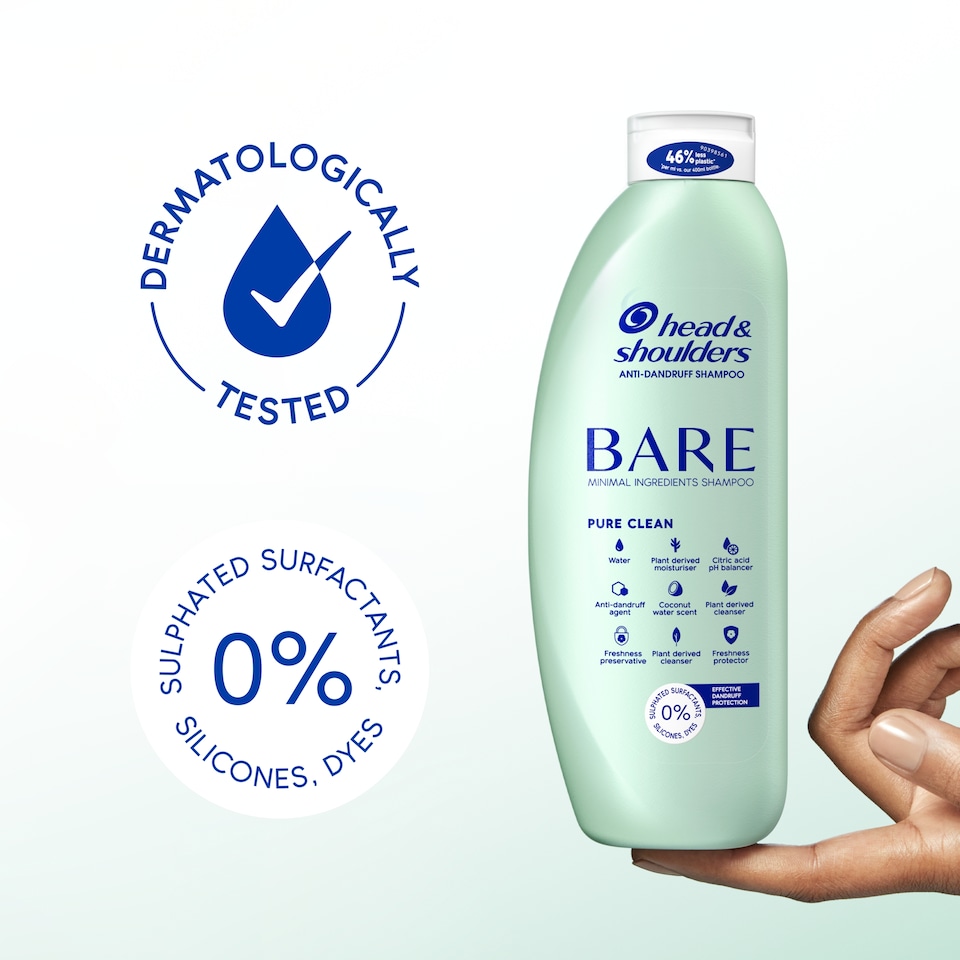 image 1 of Head & Shoulders Bare Pure Clean Anti Dandruff Shampoo 400Ml