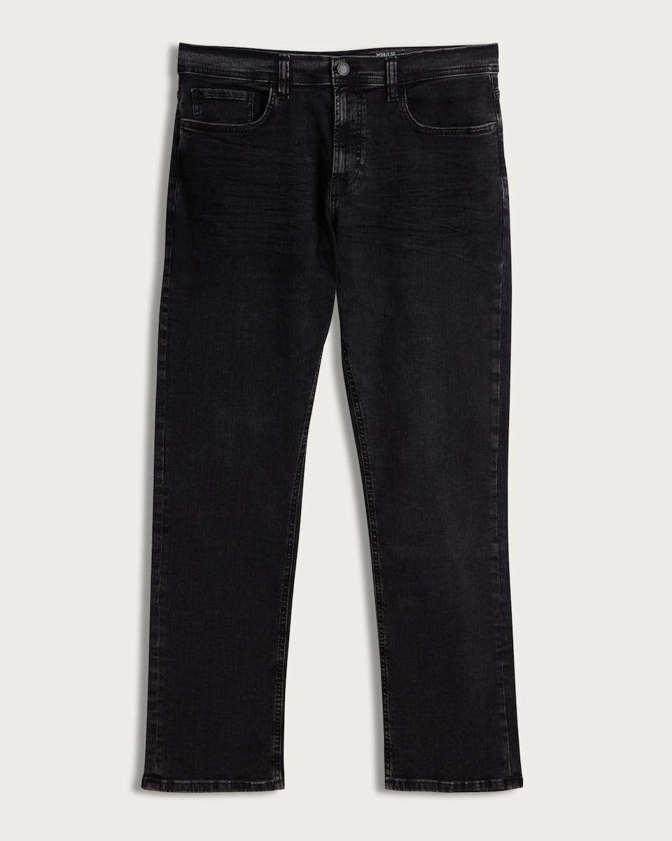image 1 of F&F FREEF!T® Cotton Rich Straight Fit Jeans in Black