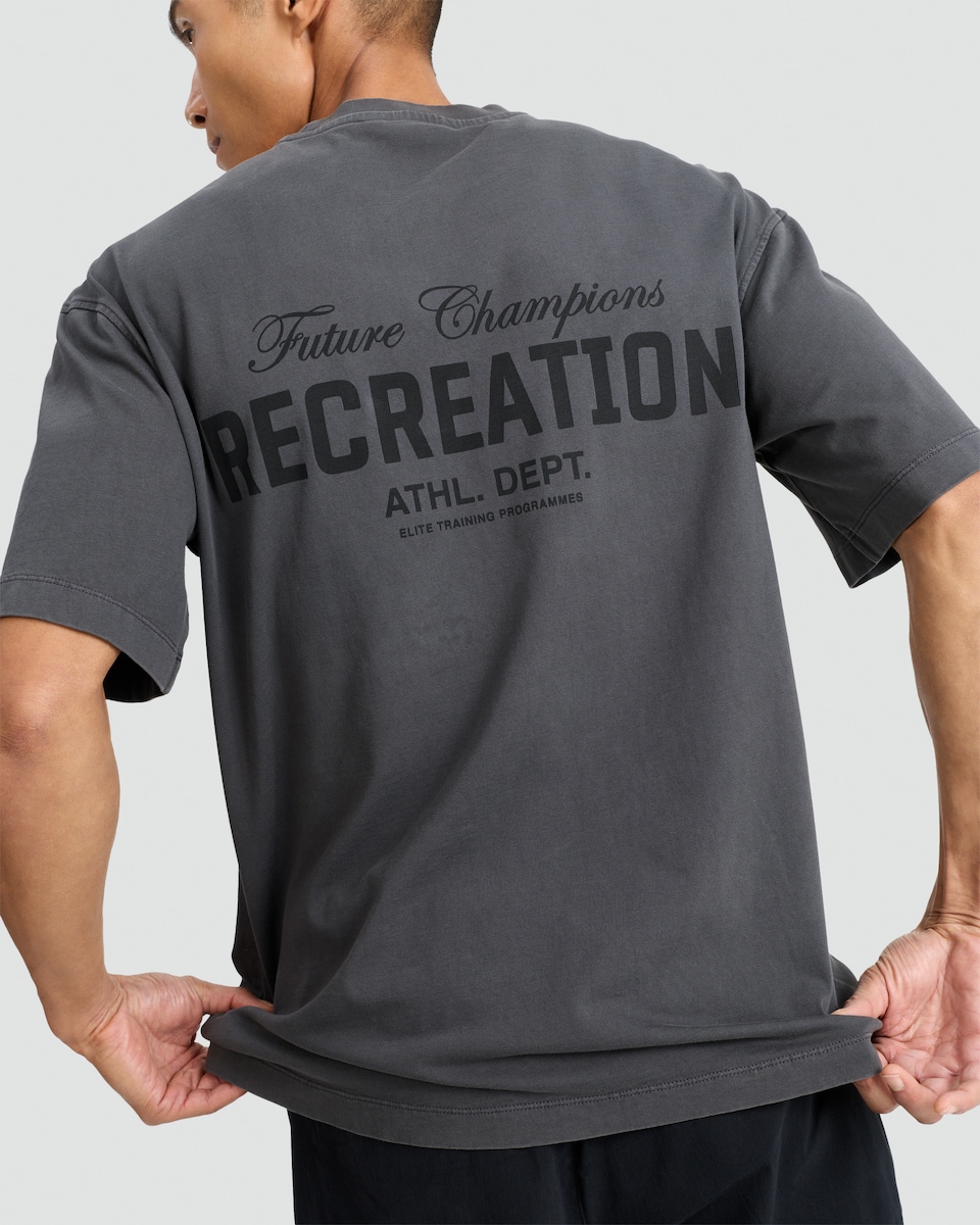 image 1 of 9 Peaks Pure Cotton Slogan Oversized T-Shirt in Grey