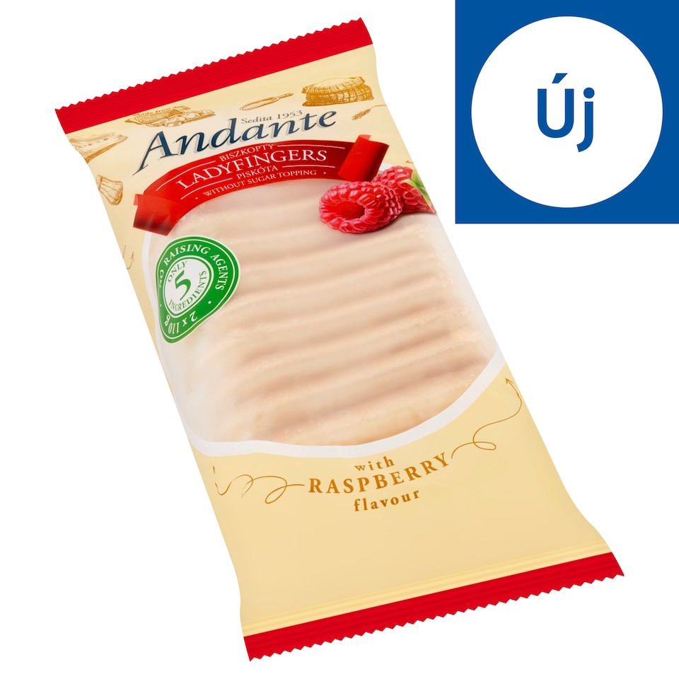 Andante Ladyfingers Sponge Cakes with Natural Raspberry Flavour 2 x 110 g (220 g)