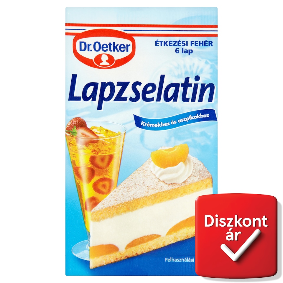 Dr. Oetker Lapzselatin fehér 6 lap 10 g