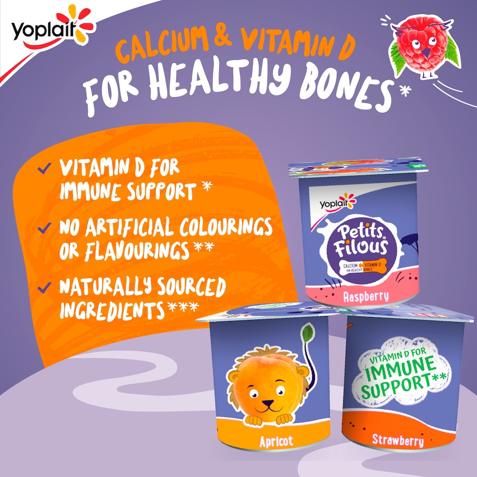 image 1 of Petits Filous Strawberry & Apricot Kids Yoghurt Big Pots 4x85g
