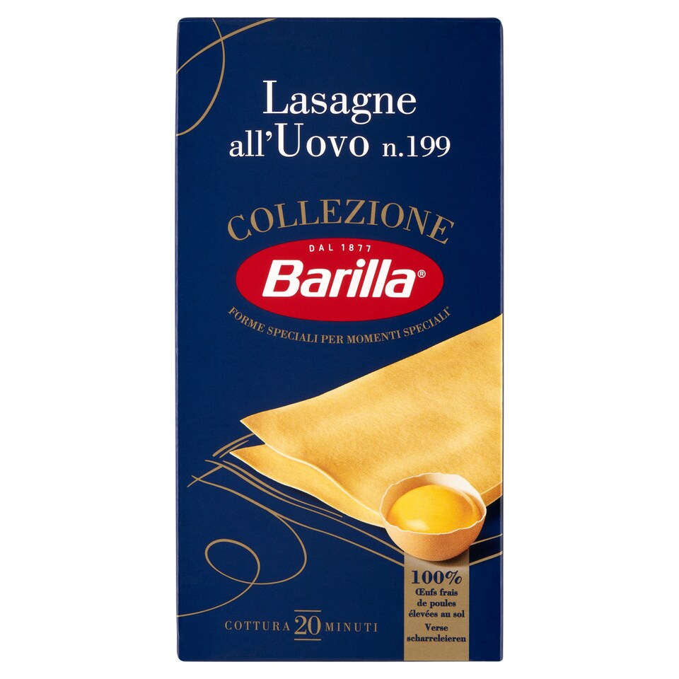 Barilla Lasagne 4 tojásos durum száraztészta lapok 500 g