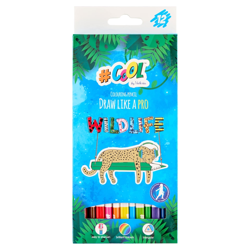 Cool by Victoria Draw Like A Pro Wildlife háromszögletű színesceruza-készlet 12 különböző szín