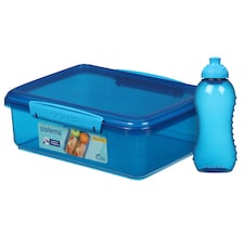 Sistema Blue Rectangle Lunch Box 2L with Water Bottle 330ml