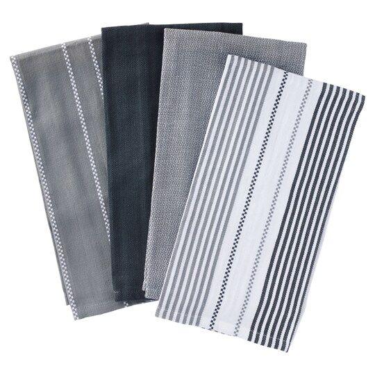 Tesco Grey Dobby Tea Towel 4 Pack Tesco Groceries