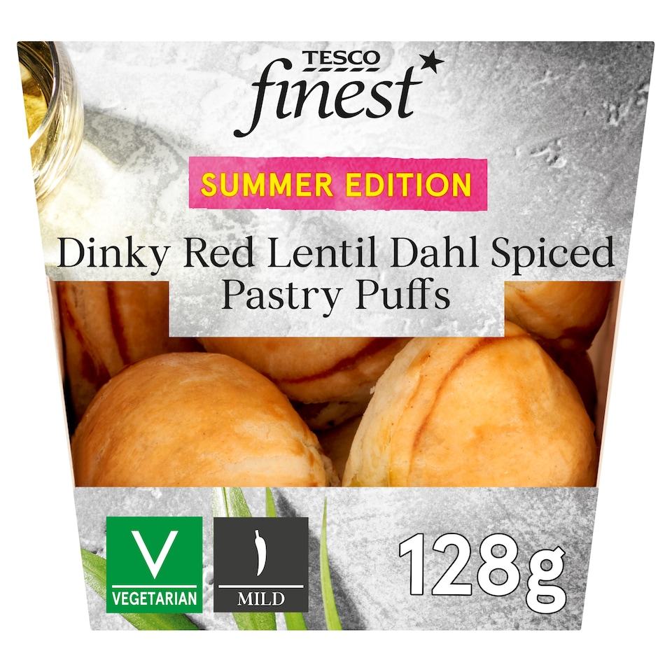Tesco Finest Dinky Lentil Dahl Spiced Pastry Puffs 128G