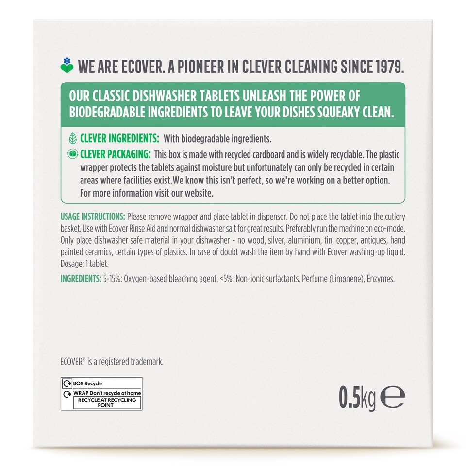 image 1 of Ecover Dishwasher Tablets 25 Pack