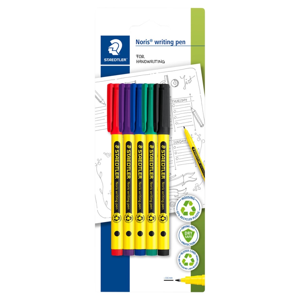 Staedtler Noris Writing Pen Asst 5pk