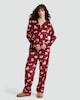 image 2 of F&F Curtis The Dog Printed Fleece Revere Shirt and Trousers Pyjamas  in Red