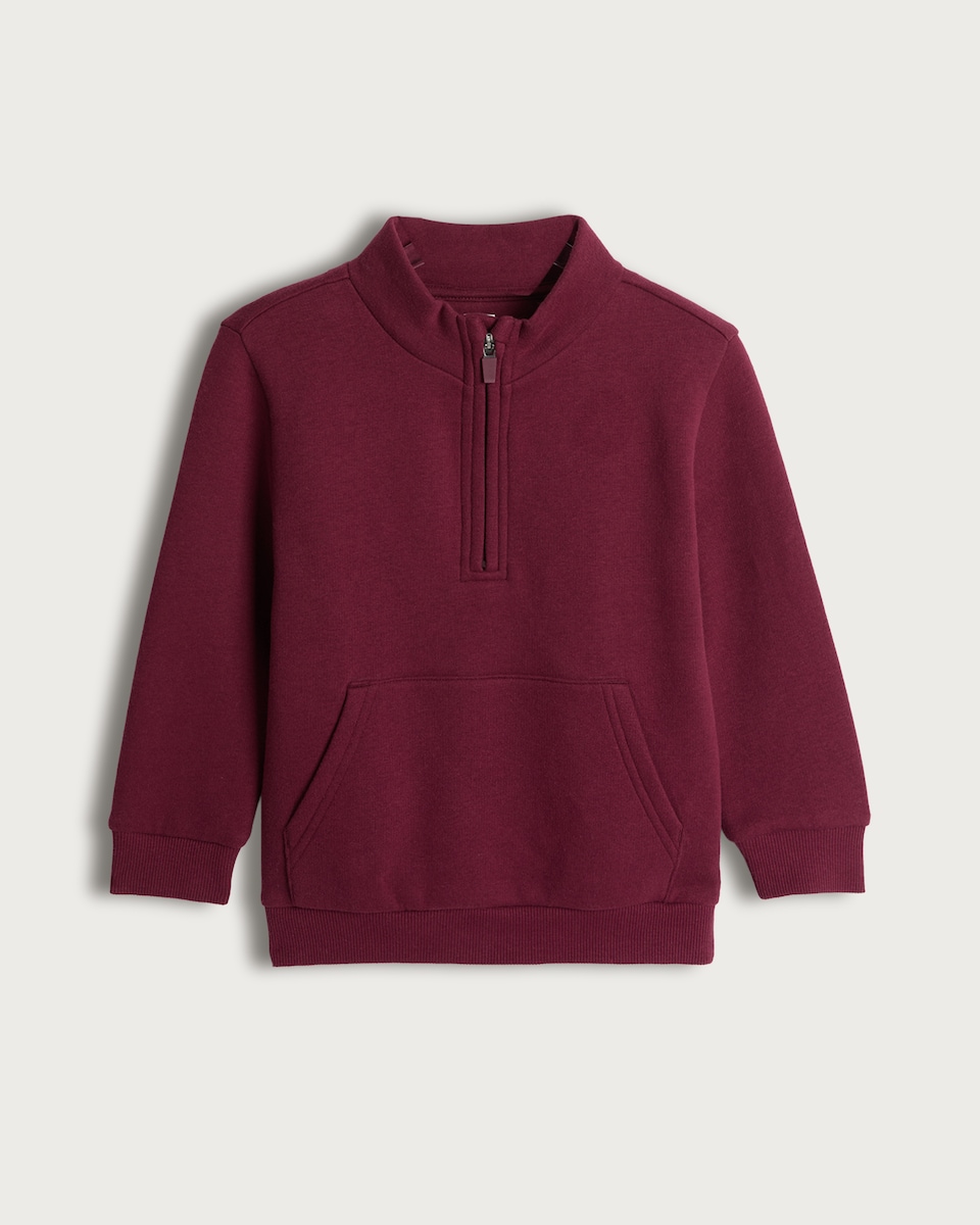 F&F Boys Cotton Rich Pocket Front Half Zip Sweatshirt in Purple