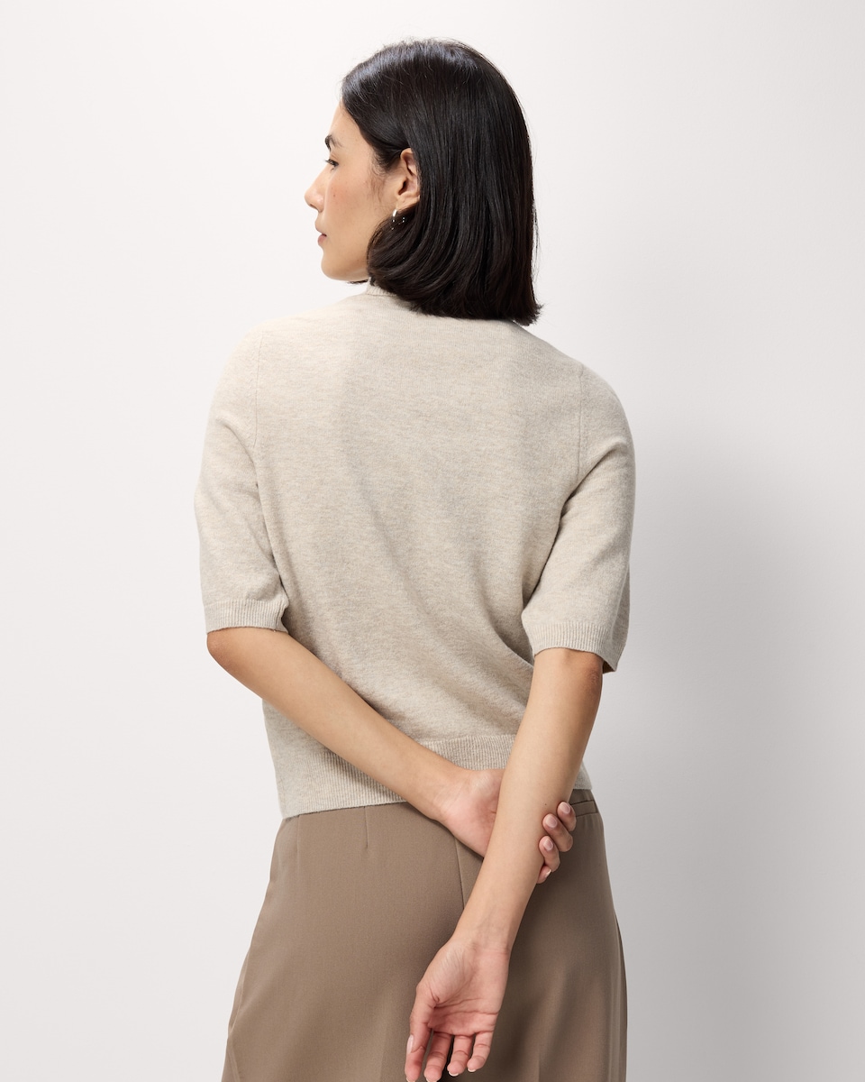 image 1 of F&F Roll Neck Short Sleeved Jumper in Neutral