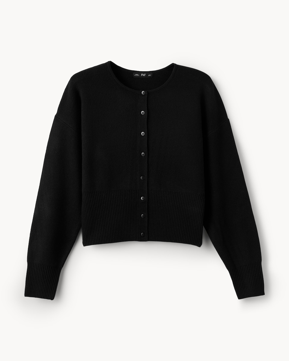 image 1 of F&F Knitted Long Sleeved Cardigan in Black
