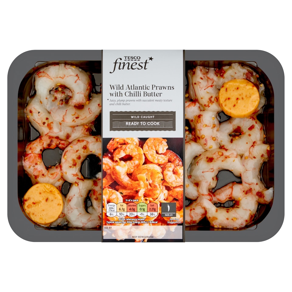 Tesco Finest Wild Atlantic Prawns with Chilli Butter 200g