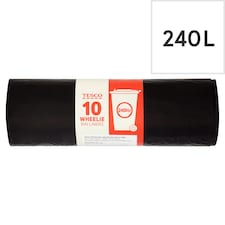 Tesco Flat Top Wheelie Bin Liners 240 Litre 10 Pack