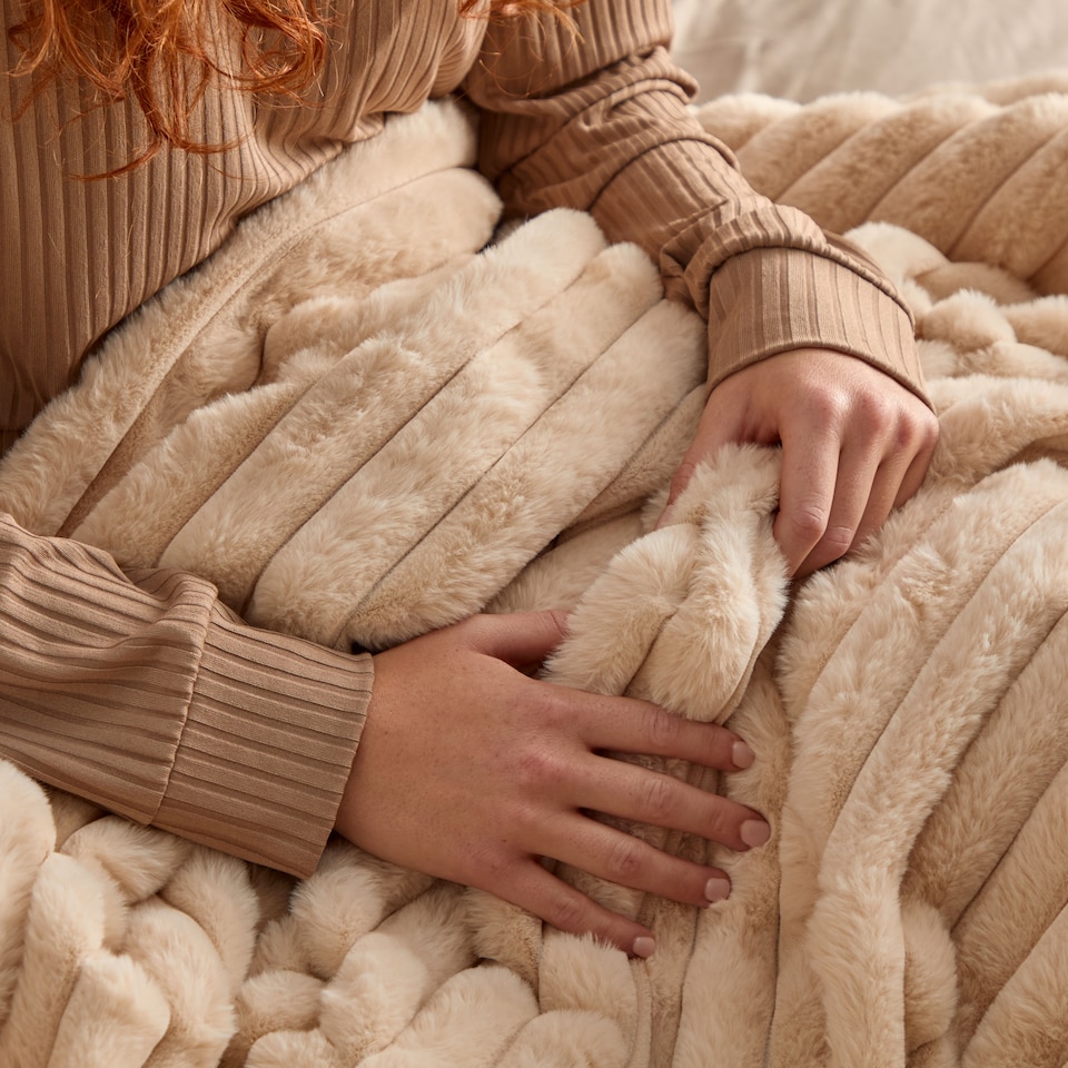 image 1 of Silentnight Luxury Faux Fur Heated Throw - Natural