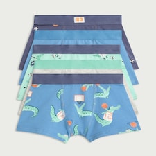 F&F Boys 5-Pack Cotton Rich Crocodile Print Trunks in Multi