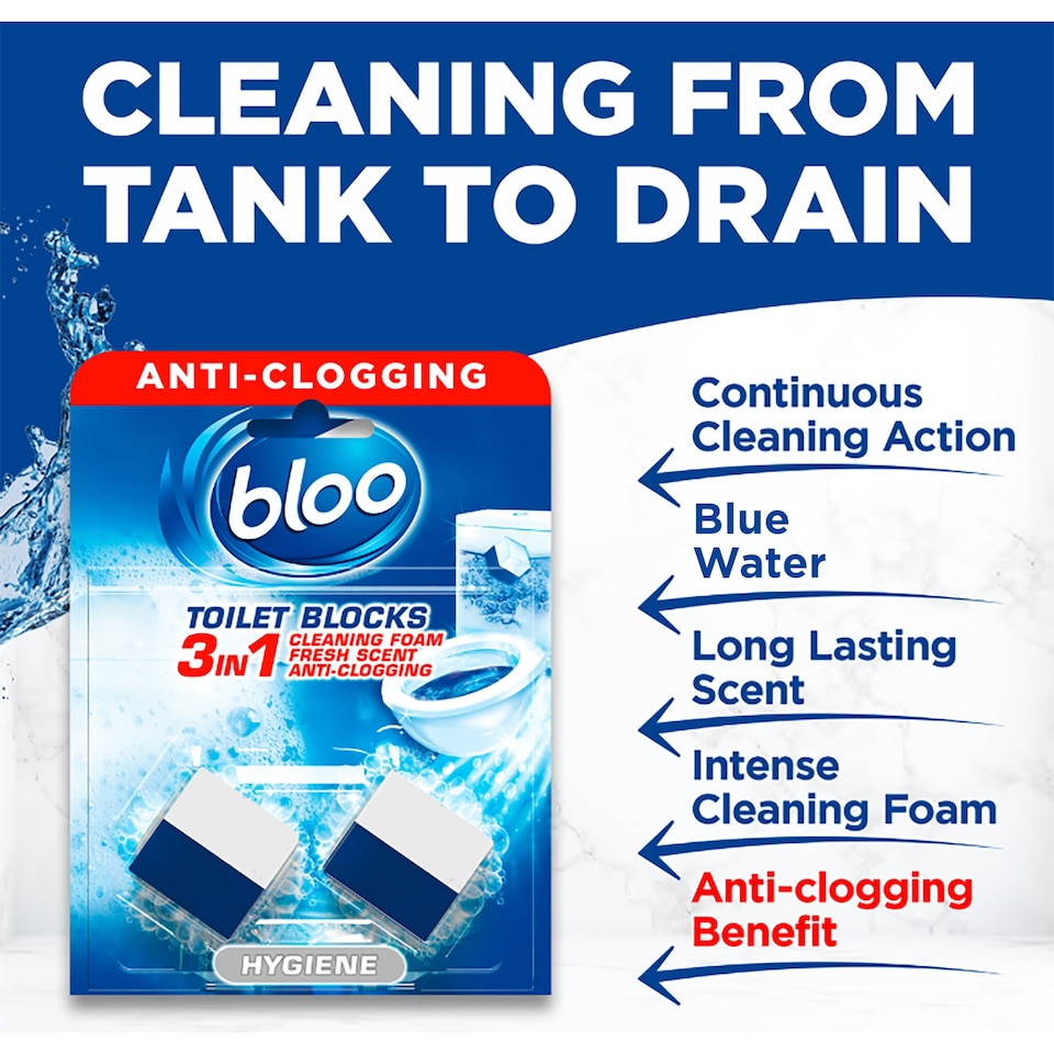image 1 of Bloo 2in1 Cleaning Foam Fresh Scent Toilet Blocks 2 x 50g