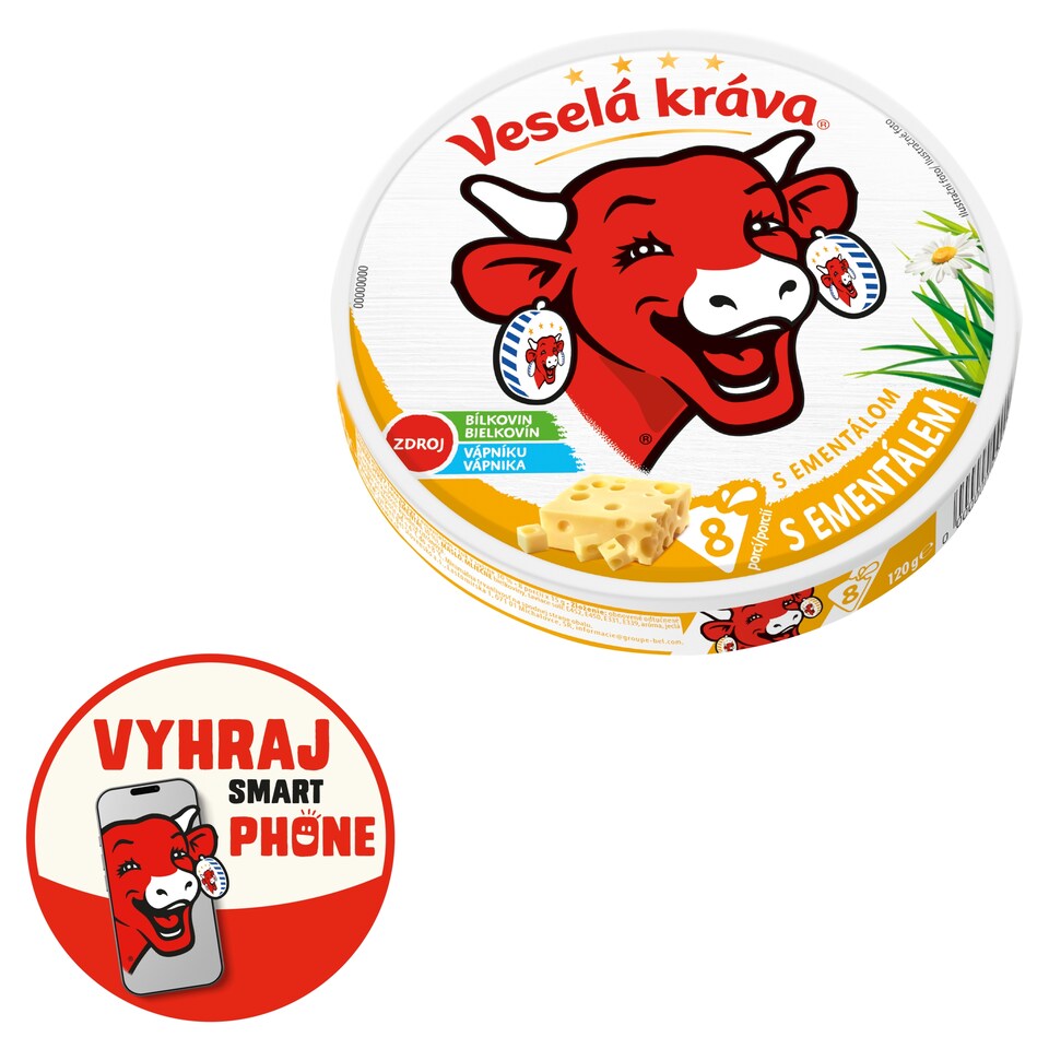 Veselá Kráva Tavený sýr s ementálem 8 ks 120g
