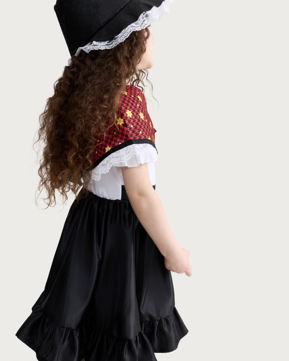 image 1 of F&F Girls Welsh Fancy Dress Costume with Hat in Black