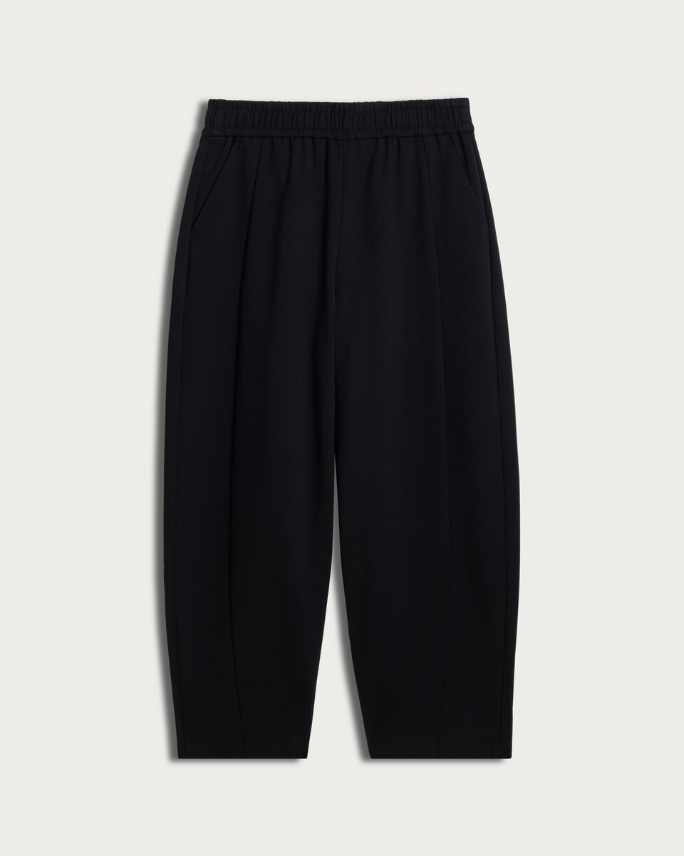 image 1 of F&F Ponte Barrel Leg Trousers in Black