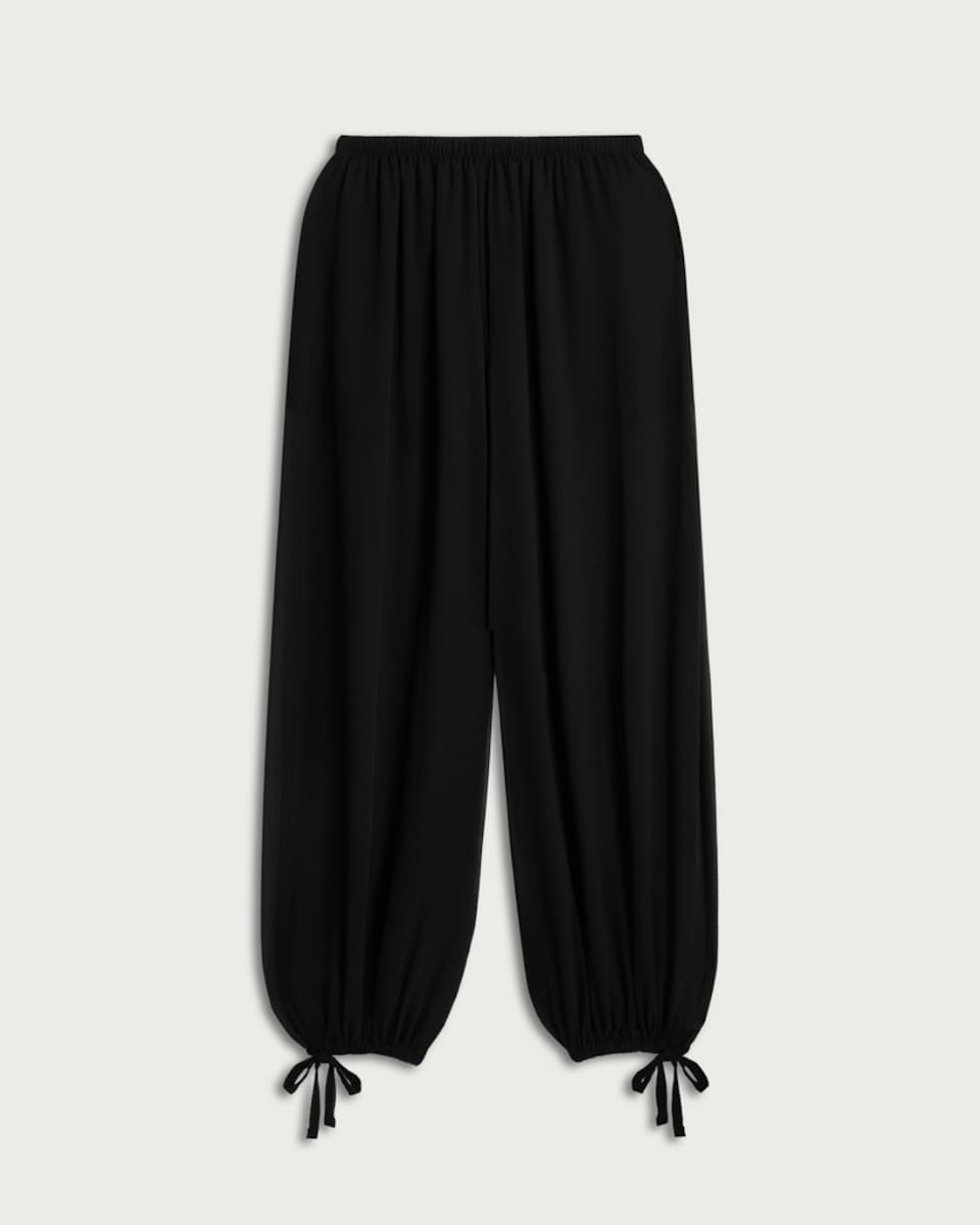 image 1 of F&F Sheer Balloon Leg Trousers in Black