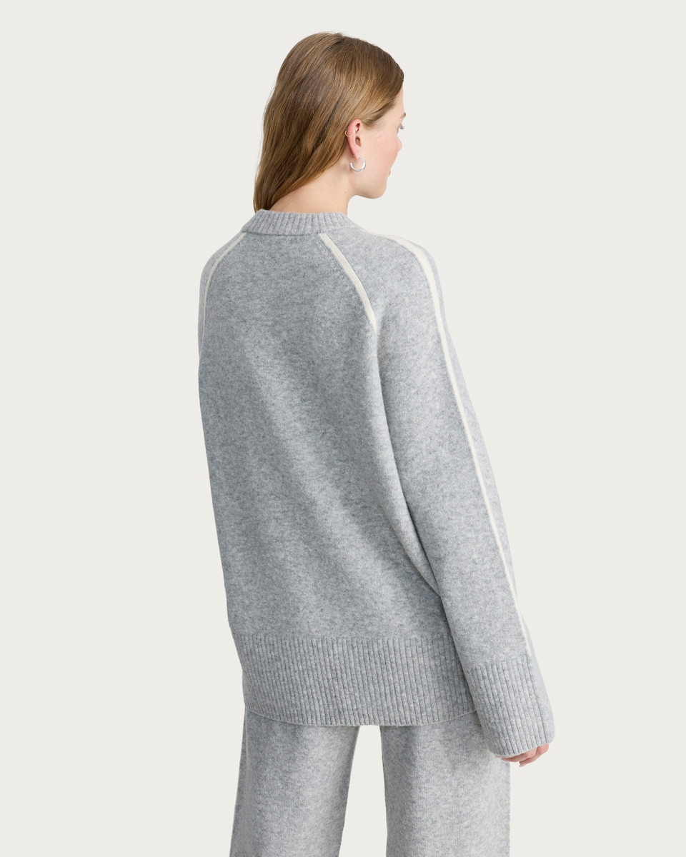 image 1 of F&F Knitted Raglan Sleeved Jumper with Wool in Grey