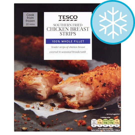 Tesco Southern Fried Chicken Breast Strips 300G Tesco Groceries