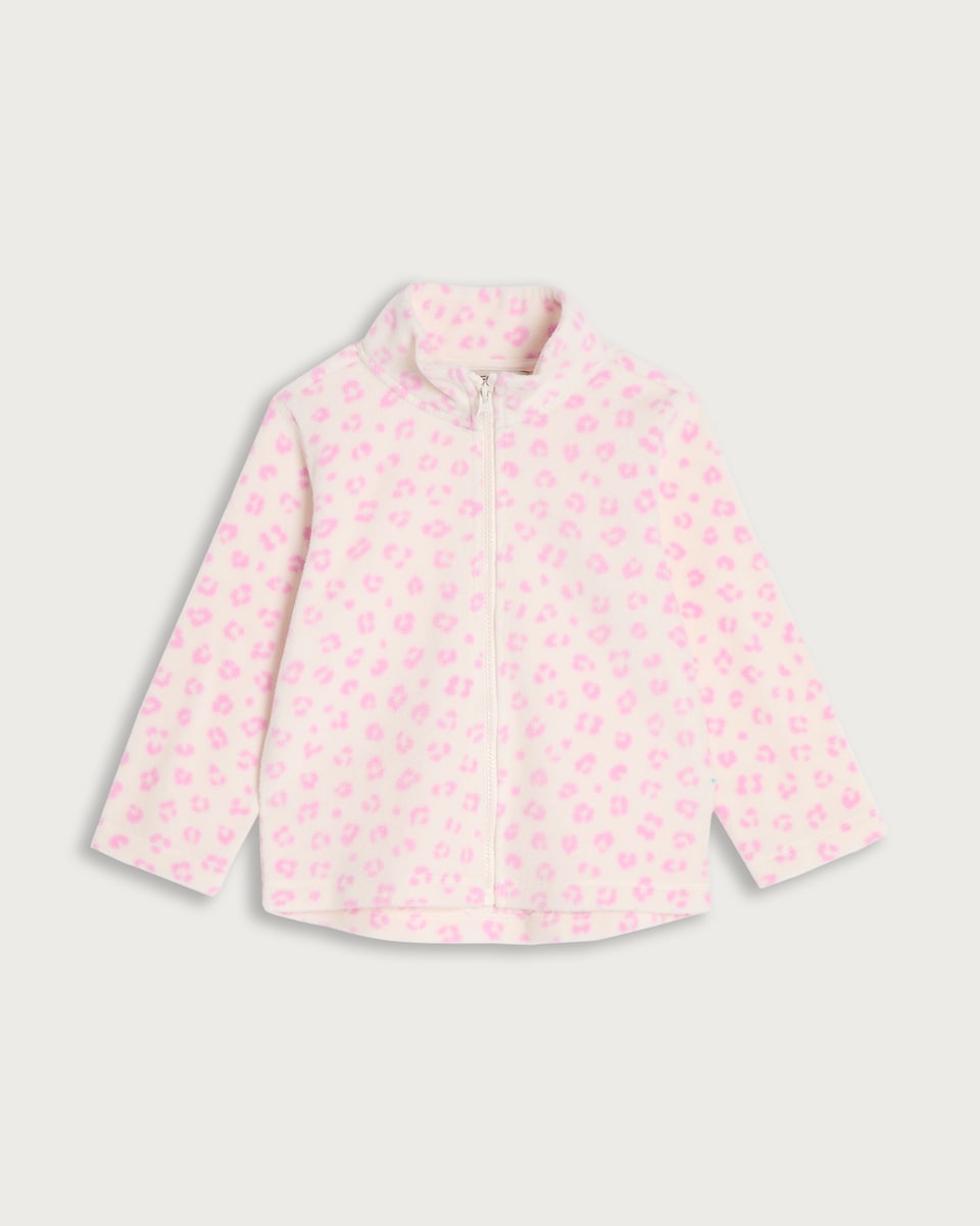 F&F Girls Leopard Print Zip Up Jacket in Cream