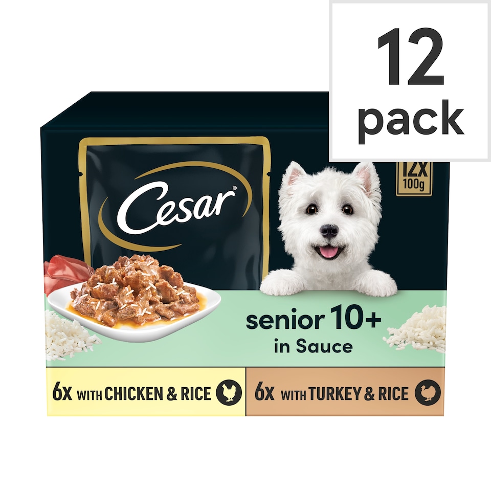 image 1 of Cesar Senior Wet Dog Food Pouches Mixed in Sauce 12x100g