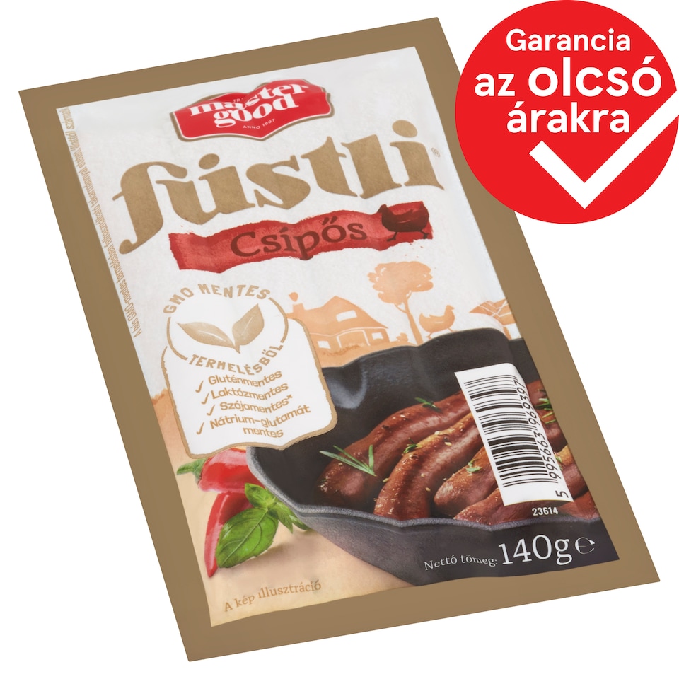 Master Good Füstli csípős, füst ízesítésű virsli csirkehúsból, Jalapeno paprikával 140 g