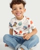 image 1 of Paw Patrol Pure Cotton Dino Print T-Shirt in Cream