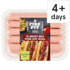 Tesco Fire Pit 10 Smoky BBQ Pork hot dogs 600g