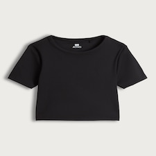 F&F Active Cropped Short Sleeved T-Shirt in Black