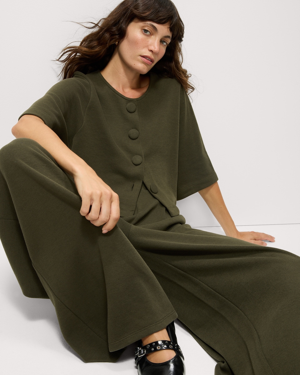 image 1 of F&F Brushed Pleated Wide Leg Co-ord Trousers in Olive