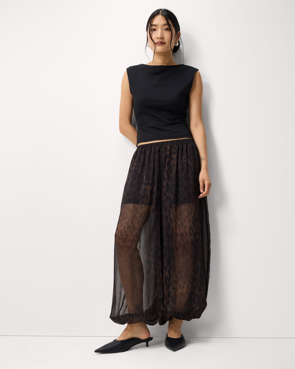 image 1 of F&F Sheer Leopard Print Balloon Trousers in Multi Black