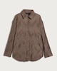 image 4 of F&F Plisse Wave Textured Button Up Co-ord Shirt in Brown