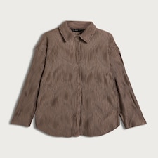 F&F Plisse Wave Textured Button Up Co-ord Shirt in Brown